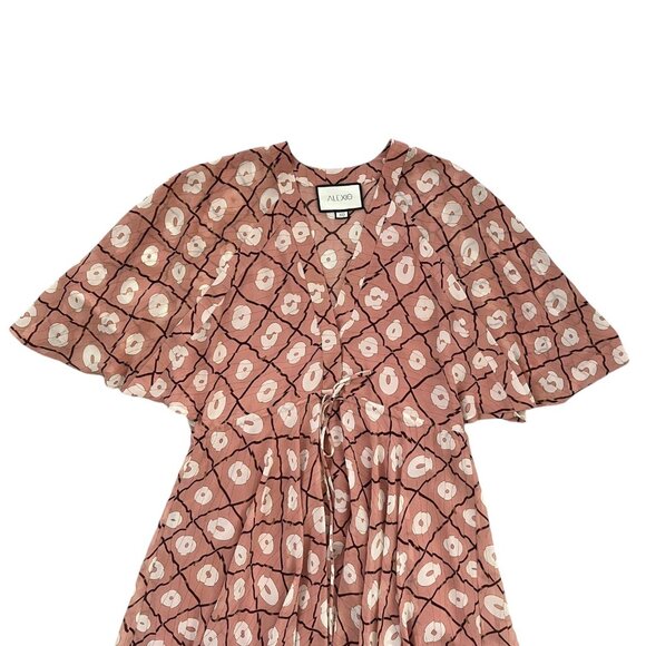 Alexis Flutter Sleeve‎ Handkerchief Vneck Midi Dress Pink XS Romantic Coquette - Picture 4 of 13